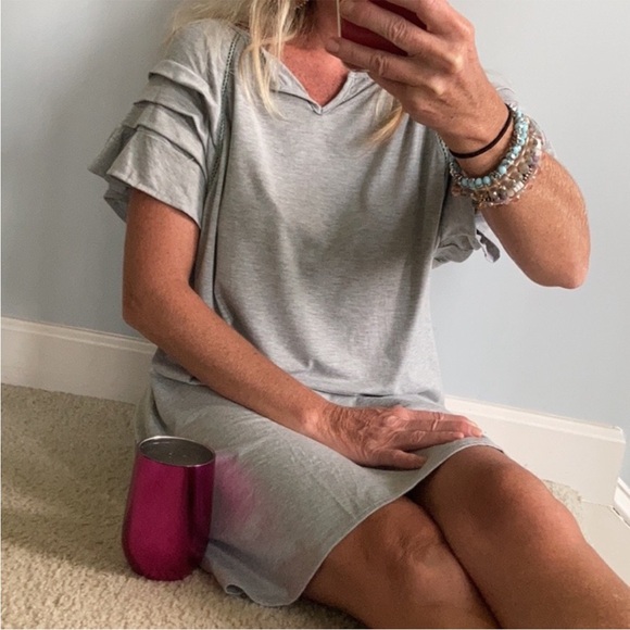 Grey Tiered Ruffle Sleeve Dress - Picture 10 of 10